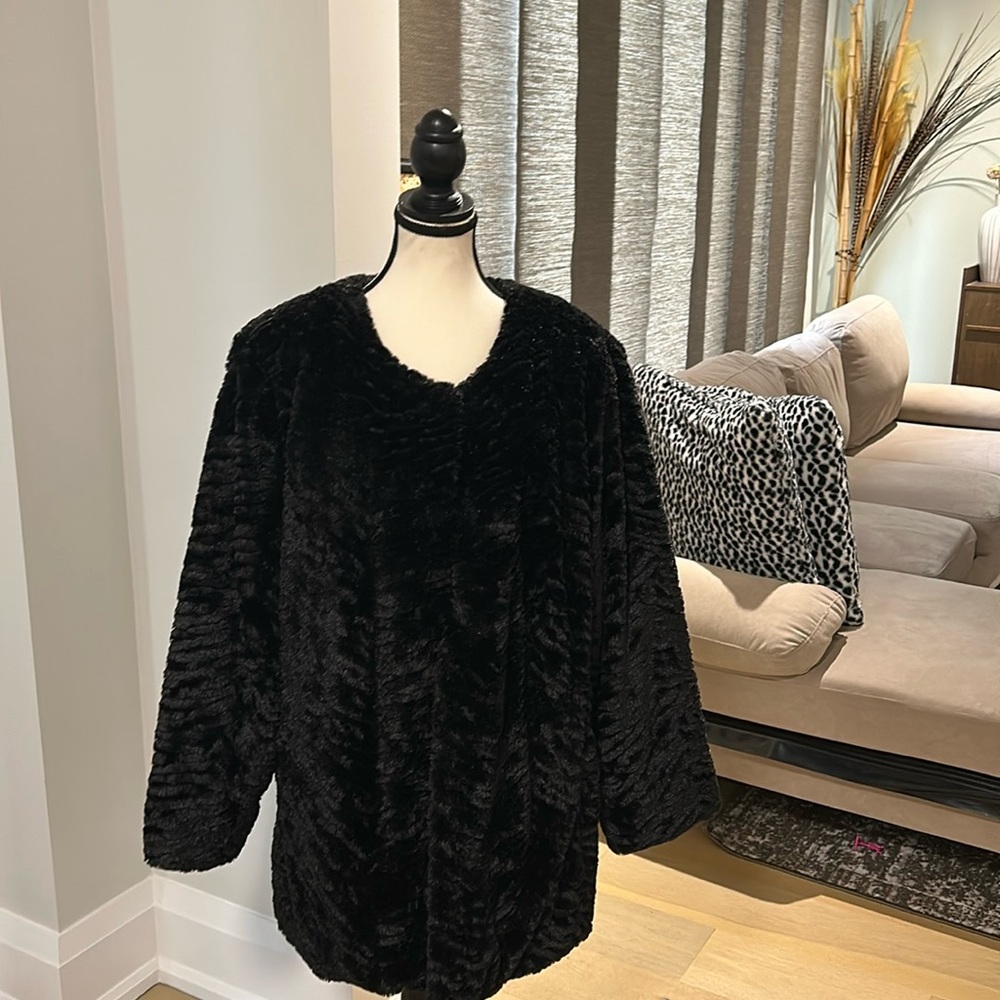 Regal Faux Fur Women's Size 2X Black Beaver Coat